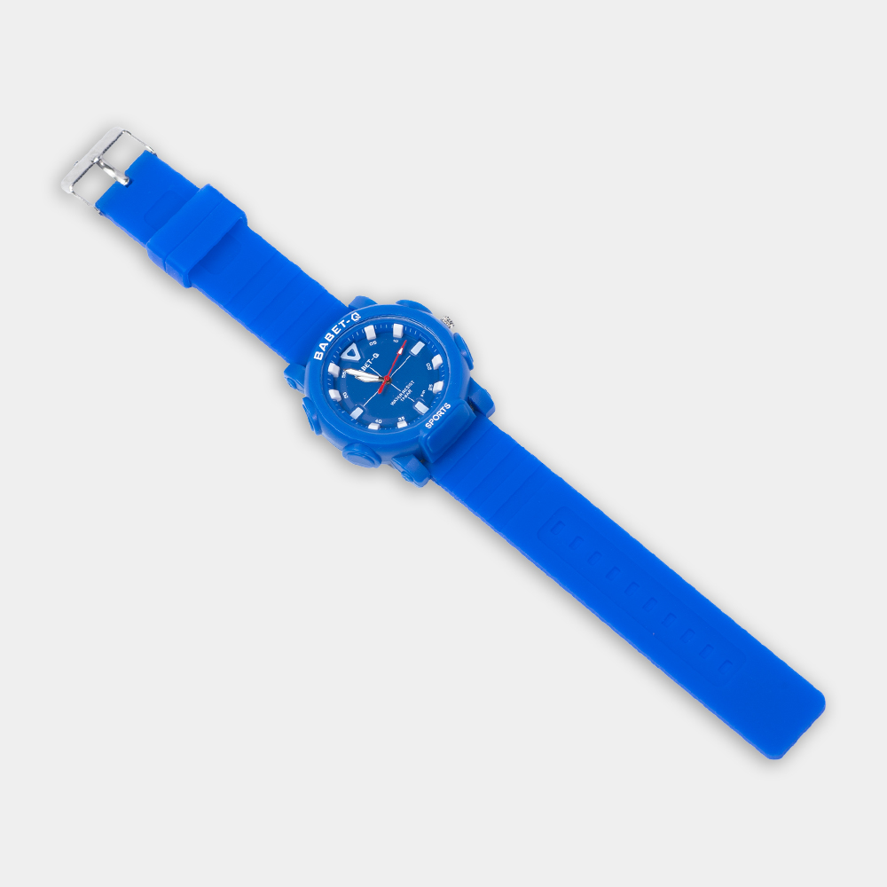 Key Features: Water-Resistant up to 10 Bar: Suitable for swimming, water sports, and intense physical activities. Durable Silicone Strap: Flexible and comfortable for all-day wear. Bold Blue Design: Eye-catching color with a clear, minimalist dial and contrasting red second hand for easy reading. Perfect for Sports & Outdoor Adventures: A versatile accessory for active lifestyles. Reliable Timekeeping: Precision movement ensures accurate time throughout your day.