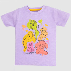 Girls Lavender Princess Dreams Graphic T-Shirt with Princess Print