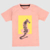 Girls Peach Tiger Trail Graphic T-Shirt Soft Cotton Casual Tee with Tiger Print