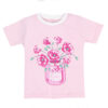 Girls Pink Floral Power Graphic T-Shirt with Flower Jar Print