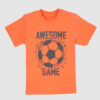 Kids' orange t-shirt with soccer ball graphic and 