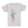 Girls Grey Cactus Melody Graphic T-Shirt with Cactus and Singing Bird Print