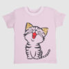 Girls Pink Sparkle Kitty Graphic T-Shirt with Cute Cat Print