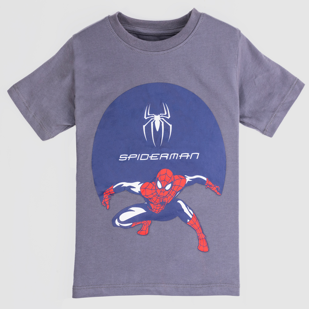 Boys' grey Marvel Spiderman t-shirt with superhero graphic print