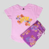 Girls Pink Floral Love 2 Piece Outfit Set with Matching Floral Print Shorts