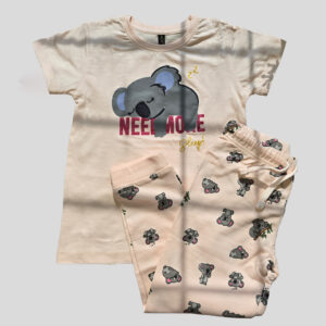 Baby Girl Koala Print 2-Piece Outfit Set with Matching Printed Trousers